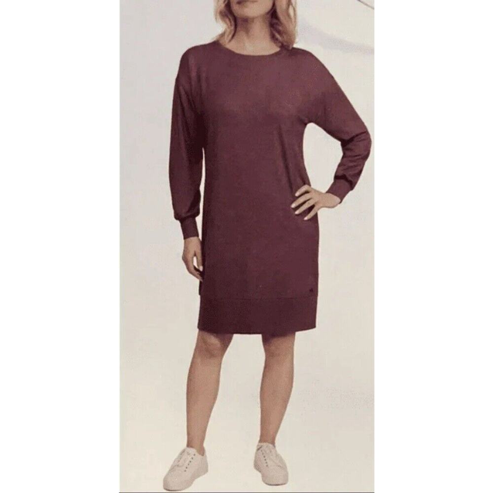Ellen Tracy Womens WINE Round Neck Shirt Dress Sz: M Medium NWT